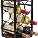Rustic Wood Countertop Wine Rack 6 Bottles No Need Assembly Brown