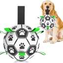 Amasiver Dog Soccer Ball Toys with Straps - 8 inch Large Herding Ball for Dogs, Interactive Dog Toys for Tug of War, Tug Toy Birthday Gifts, Water Toy, World Cup Sturdy Dog Balls for Medium Large