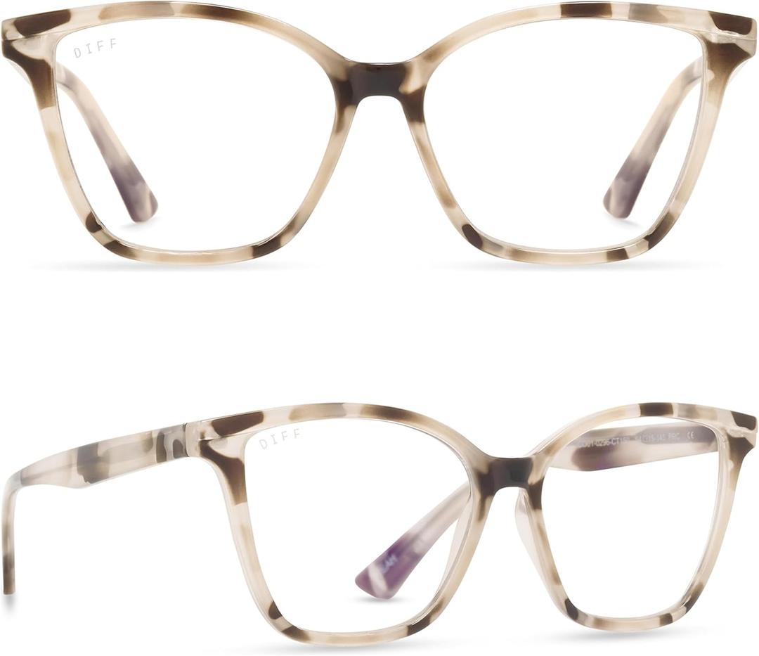 DIFF Leah Oversized Rectangle Blue Light Blocking Reading Glasses for Women