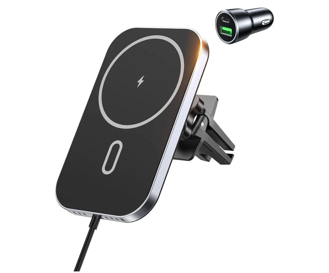 Car Mount Charger with Adapter, 360° Rotation Magnetic Wireless iPhone Car Charger for Air Vent, Compatible with iPhone 17/16/15/14/13/12 Series, Gifts for Husband/Men