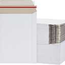 100-Pack Stay Flat Rigid Mailers 7 x 9 Inches with Self Adhesive Seal, Bulk White Cardboard Envelopes for Shipping Photo, Documents, Letters, Packaging Supplies