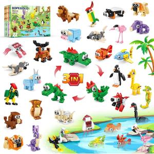 22 Pack Party Favors for Kids  3-in-1 Animal Building Block Toys, Featuring 66 Designs, Goodie Bag Stuffers, Classroom Rewards, Birthday for Kids Ages 6-12