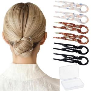 Sunolga 6 PCS 2.83'' Small French Hair Pins for Women, Prestige Hair Pins for All Hair Curved Shape for Better Head Fit Hair Accessories Serrated Anti-Slip Design Hairpins