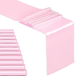 12 Pack Baby Pink Satin Table Runners 12 x 108 Inch – Luxurious Silky Smooth Wedding Table Runners for Baby Shower, Birthday Party & Banquet Decor