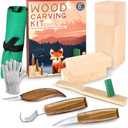 Wood Carving Kit, Whittling Kit for Beginners 17PCS Wood Carving Tools with 3PCS Whittling Knife 9PCS Basswood Blocks & Gloves & Strop Block & Polishing Compound Wood Carving Set Hobbies for Adults