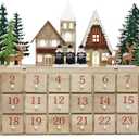 Wooden Advent Calendar with LED Lights, 24 Drawers Countdown to Christmas, Barn House Design, Holiday Decoration with Reindeer, Perfect for Kids and Adults, 14.8 x 10.63 x 3.15"