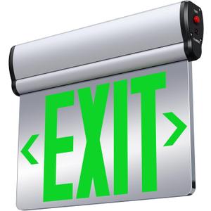 Led Edge-Lit Exit Sign ,Brushed Aluminum Housing Double-Sided Mirrored Rotating Acrylic Panel,Hardwired Emergency Exit Signs with Battery Backup, 120V-347VAC,Green Led Emergency Exit Light for Business , UL Listed,Top/Side/Wall Mount ( 1 Pack)