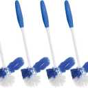 Lola Products Classic Toilet Brush w/Under-The-Rim Scrubber, deep Cleans The Entire Toilet Bowl, Non-Slip Handle w/Rubber Comfort Grip, 4 Pack