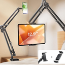 LISEN Tablet Stand iPad Stand for Desk Mount [Ultra Sturdy 2 Clamps] Kindle iPad Holder for Gooseneck Phone Tablet Holder Mount fits iPhone Kindle 413" Device Valenties Day Gifts for Women (Black)