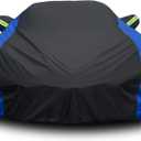Avecrew for Chevrolet Corvette C3 Car Cover Waterproof All Weather for Automobiles, Outdoor Full Exterior Covers Fit 1968-1982 Corvette C3 with Windproof Strap and Driver Door Zipper (Black-Blue)