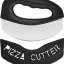 Urbanstrive Heavy Duty Stainless Steel Pizza Cutter with Cover, Super Sharp Blade Pizza Knife Pizza Cutter Rocker, Perfect Kitchen Gadgets for Pizza Cutting Home Essentials (Black)