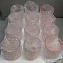 Eaasty Glasses Set of 12 Vintage Goblet 9 oz Vintage Colored Glass Goblet Beverage Stemmed Glass Cups Romantic Embossed Glassware for Wedding Party Holidays Anniversary (Pink)