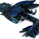 Feathered Wyvern, 3D Printed Articulated Fidget Dragon - Azurewing