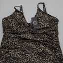 RELLECIGA Women's V Neck Tankini Top Ruched Tummy Control Swimsuits Top (X-Large, Leopard)