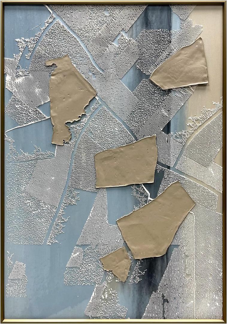 BrightA Large Framed Canvas Wall Art for Living Room and Bedroom Black and White Abstract Canvas Painting Wall Decor with Gallery Style 27.6"x39.3" (Blue + white + yellow)