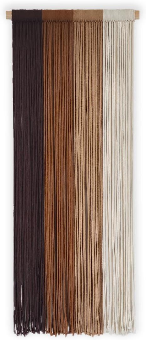 TANNCOY Boho Macrame Wall Hanging, Hand-Dyed Cotton, Brown, 15.75 x 40 in