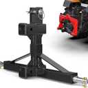 Black 3 Point Hitch Receiver with Dual 2 Receiver, 3 Point Trailer Hitch for Tractor, Fit for Standard/5th Wheel/Goose Neck Connections, 3 Pt Quick Hitch Farm Equipment and Subcompact Trailer Hitch