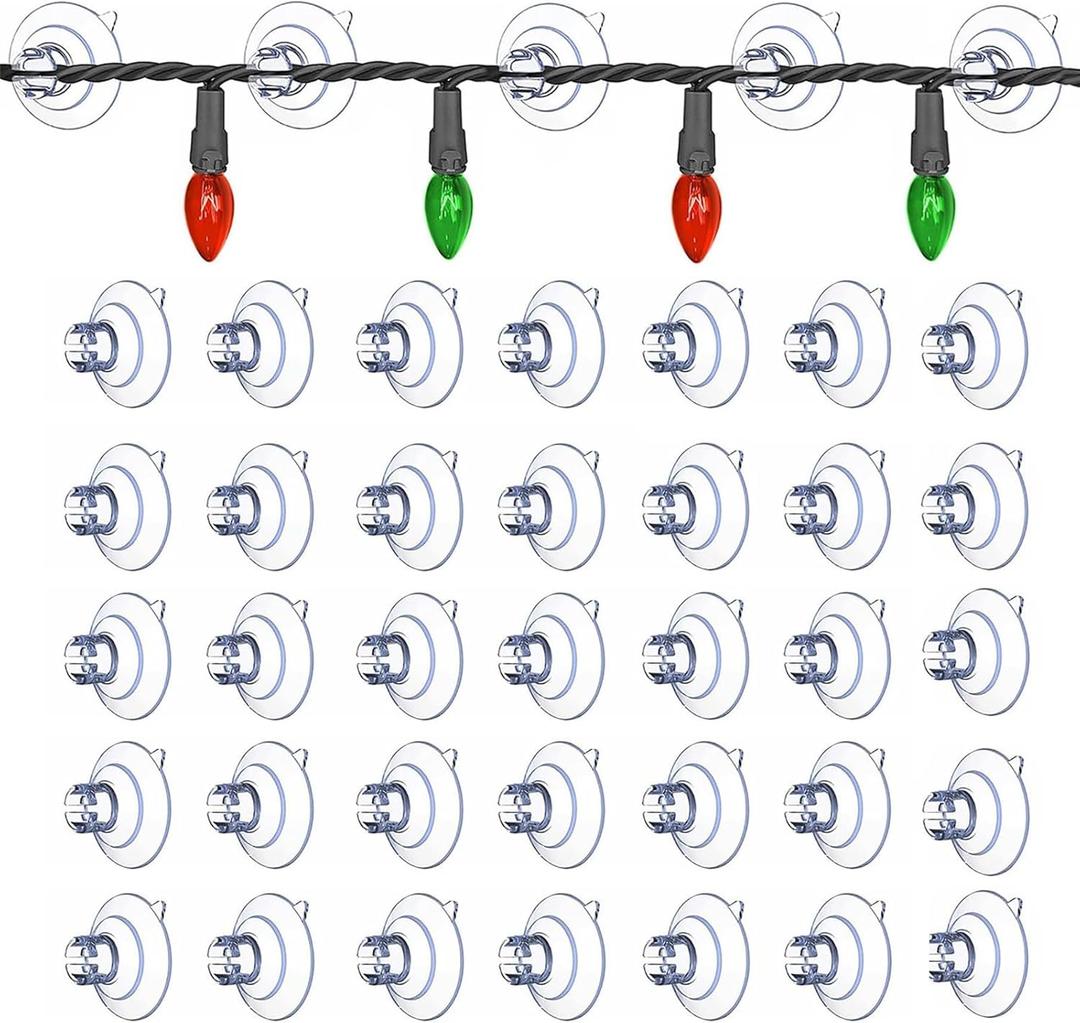 200 Pack Suction Cups for Glass - 1.2''/30mm Small Clear Rubber Suckers for Holiday Christmas Lights String Decoration, Strong Adhesive Suction Cups Holder for Table Window Mirror Bathroom