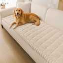 Smiry Non Slip Couch Covers for Dogs, Fuzzy Pet Couch Covers for 3 Cushion Sofa Pet Friendly, Soft Sofa Slipcovers Cushion Furniture Protector Washable (Apricot, 27.6" x 70.9")