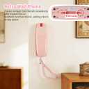 Pink Landline Phone Inspired by 90s Vintage Princess Phone with 110DB+ Loud Ringer, Retro Wall Phone No Power Required, Pink Corded Telephone for Kids/Seniors, Cute Novelty Landline Phones for Home