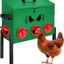 48 LB Large Automatic Chicken Feeder, No Waste Metal Poultry Feeder with 8 Ports, Weatherproof Outdoor Dispenser with Adjustable Legs & Locking Lid for Backyard Chickens, Green