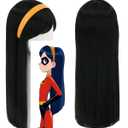 Topcosplay Girls Kids Wigs Black Long Straight Cosplay Halloween Costumes Party Wig with Headband(1849)