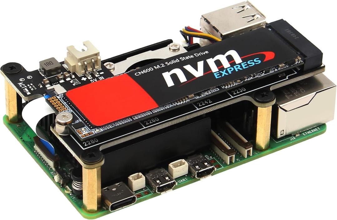 Geekworm X1001 PCIe to M.2 HAT Key-M NVMe SSD PIP PCIe Peripheral Board for Raspberry Pi 5