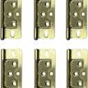 6 Pack Non-Mortise Door Hinges, 3" x 1.4" Stainless Steel Bifold Door Hinges with Mounting Screws(Gold)