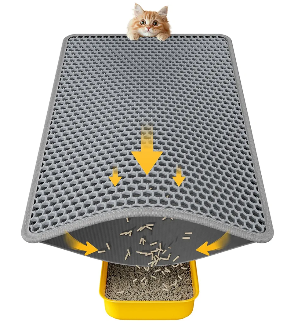 FURWEY Cat Litter Mat Double Layer
Waterproof Urine Proof Trapping Mat 1 Pack (Gray, 45x27 Inch)