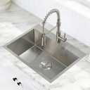 24x18 Inch Drop in Kitchen Sink, 9 Inch Deep 16 Gauge SUS304 Stainless Steel Brushed Nickel Top Mount Bar RV Laundry Utility Sink,Handmade Outdoor Single Bowl Small Kitchen Sink with Strainer, 24x18x9inch Drop in