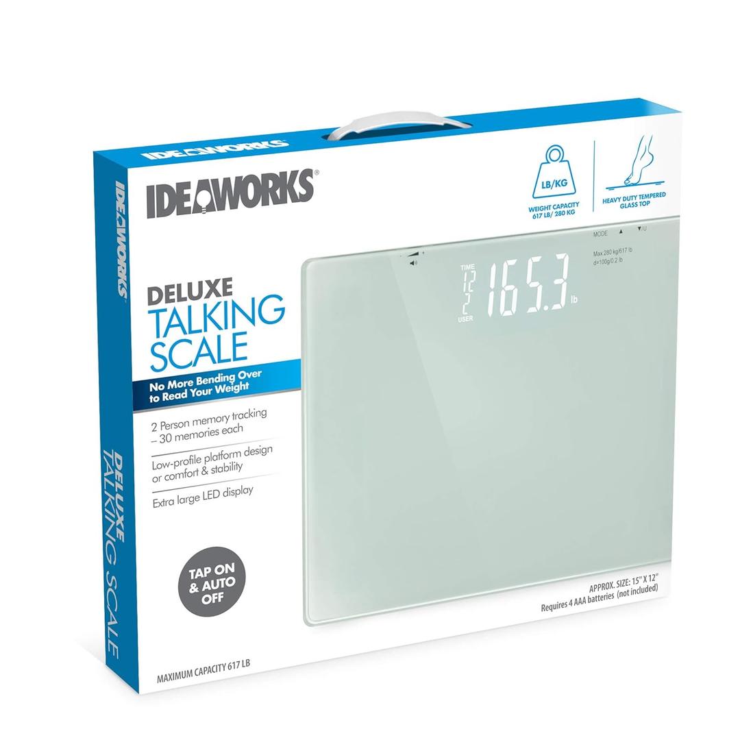 JB8524 Deluxe Talking Scale. Digital Body Weight Talking Bathroom Scale, High Precision Measurements, Over 600 Pound Capacity Weight Scale. Extra-Large Display, Auto-Calibrated, Precision Balanced