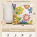 Throw Pillow Covers 18x18 - Tufted Decorative Pillow Cover with Zipper for Couch Sofa Bed Living Room Aesthetic Cute Soft Spring Summer Farmhouse Indoor Pillowcase, Five Color Flower
