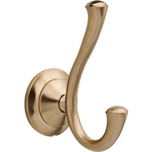 Delta Linden (1-Pack) Towel Hooks Champagne Bronze Double Bathroom J Hooks Wall Mounted for Robes & Towels Hand Towel Hook Holder Kitchen, Bathroom Accessories 79435-CZ