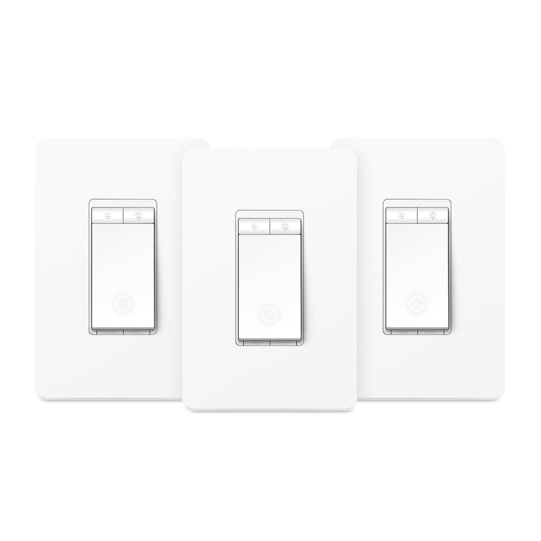 Kasa Smart Dimmer Switch HS220P3, Single Pole, Needs Neutral Wire, 2.4GHz Wi-Fi Light Switch Works with Alexa and Google Home, UL Certified,, No Hub Required, 3-Pack (White, Alexa Compatible)