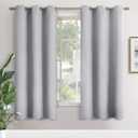 YoungsTex Light Grey Blackout Curtains for Bedroom 42 x 72 Inch - Thermal Insulated with Grommet Top Room Darkening Energy Saving Drapes for Living Room, 2 Panels