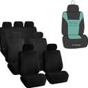 FH Group Three Row Set 7 Seater Black Travel Master Car Seat Covers, Airbag and Split Rear Car Seat Cover Universal Fit Interior Accessories for Cars Trucks and SUV Automotive Seat Covers