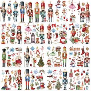 Christmas Rub on Transfers for Crafts Furniture: 9 Pcs Nutcracker Vintage Christmas Rub on Transfers Stickers Xmas Fairy Nutcracker Deals for Home DIY Crafts (6 * 6 inches)