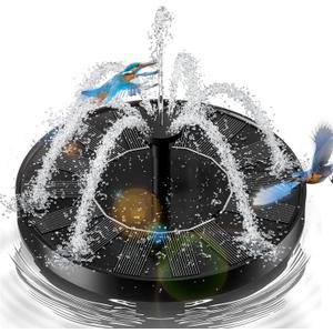 2.5W Solar Bird Bath Fountains Upgraded Solar Pond Fountain with 6 Nozzles,Solar Fountain for Bird Bath, Pond, Garden Decor (Black)