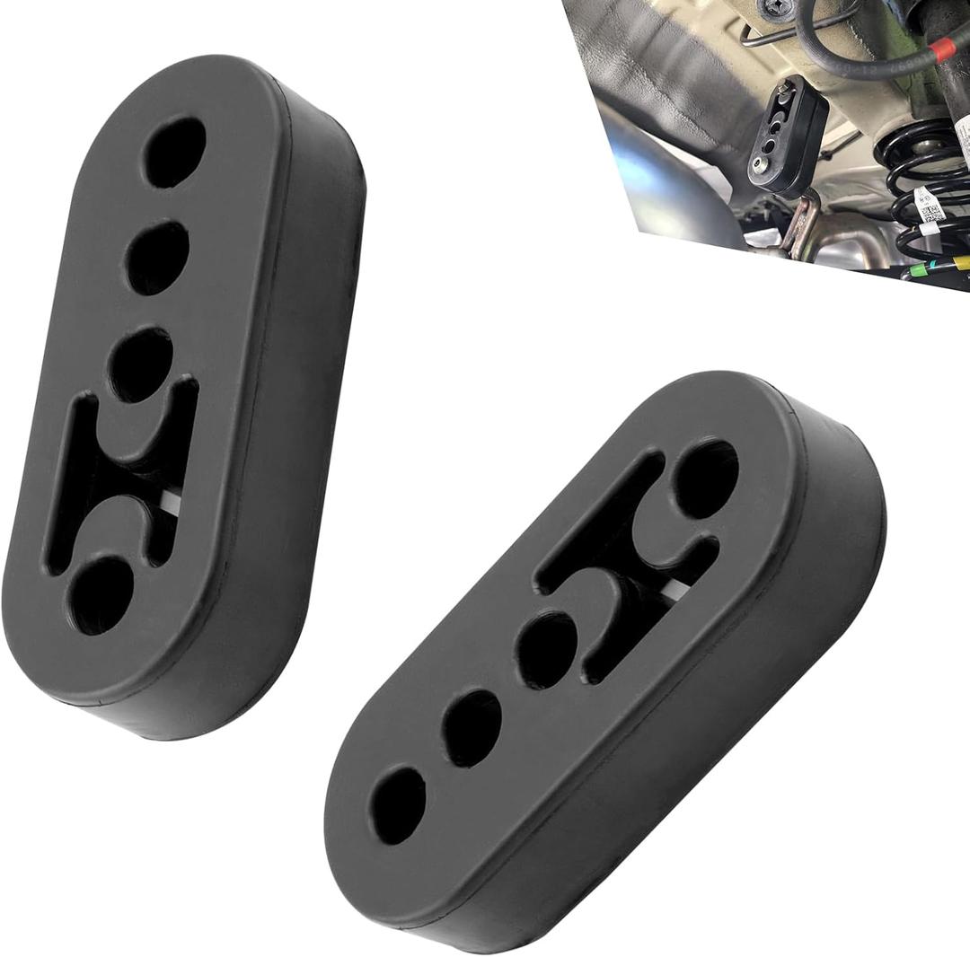 2 PCS 4 Hole Exhaust Rubber Hanger, Adjustable Exhaust Hangers Support Bracket, Vent Rubber Hanger Accessories, Universal Bushing Muffler Insulator Shock Absorber Mounting Bracket (Black)