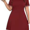 RoseSeek Women's Plus Size Football Jersey Dress Collared Golf Tennis Dress Button Front A Line Streetwear Dresses (L)