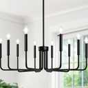 Lynnoland Black 10-Light Chandelier, Farmhouse Chandeliers for Dining Room Lighting Fixtures Hanging, Vintage Candle Pendant Light Fixtures Chandelier for Bedroom, Foyer and Living Room