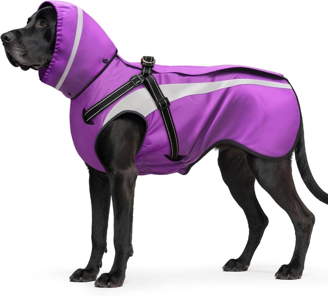 Mosucoirl Dog Raincoat Waterproof Raincoats for Dog Reflective Dogs Rain Jackets with Hood Hoodie Pet Rain Poncho Coat for Small Medium Large Dogs Puppies S-XXL (Purple, XL)
