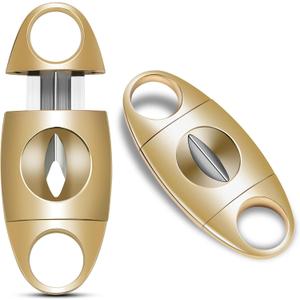 V-Cut Cigar Cutter, Stainless Steel Sharp Blade Cigar Guillotine Scissors for Men(Gold)