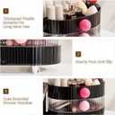 Makeup Organizer Countertop for Vanity with 360 Rotating Brush Holder, 3 Layer Cosmetic and Jewelry Storage, Makeup Display Case for Skincare&Perfume, Black