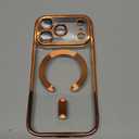 Slim Thin for iPhone 17 Pro Case Clear, Compatible with MagSafe, Built-in Camera Lens Protector, Shockproof Protective Phone Case, Soft Electroplated Magnetic Cover, Orange