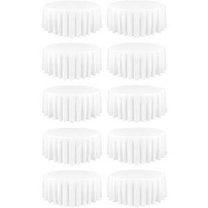 10 Pack White Tablecloths for Round Tables 128 Inch Tablecloth Round Table Cloths Polyester Tablecloths for Rectangle Tables Fabric Tablecloth Washable Tablecloth for Wedding Party