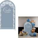 Arch Backdrop Cover Dusty Blue Mexican Fiesta Baptism Baby Shower Double-Sided Chiara Arch Spandex Fabric Cover for Wedding Parties Decorations (2.6x6ft Cover,g4044)