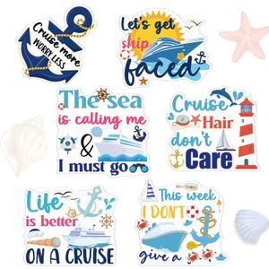 6 Pcs Funny Ship Cruise Door Magnets Decorations Magnetic | Strong Magnet Grip, Firm Sticking without Slipping Off, Magnet Stickers for Carnival, Party, Fridge, Stateroom Cabin Door