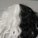 Black and White Wig for Women Short Wavy Wig with Bangs Bob Curly Wich Wigs Women's Colorful Synthetic Shoulder Length for Cosplay Halloween Party