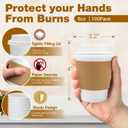 Ginkgo 50Pack 8 oz Thickened Paper Coffee Cups with White Lids and Sleeves, Disposable To Go Coffee Cups for Espresso Coffee, Hot Chocolate and Cocoa